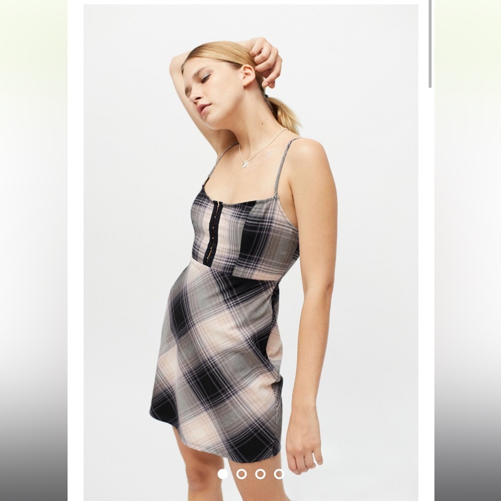 Urban Outfitters UO Keya Plaid Hook & Eye Mini Dress XS Extra Small - Picture 5 of 14
